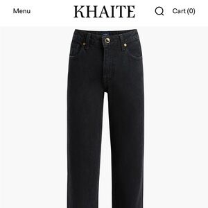 KHAITE Danielle Straight Black Jeans in Prescott Wash